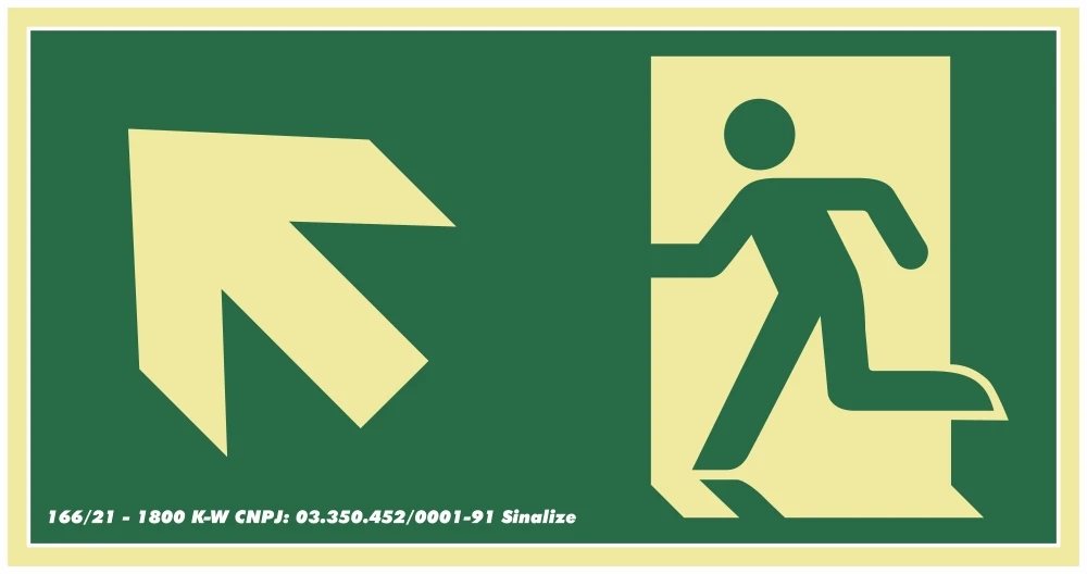 Castro Naves - PLACA PVC 15x30cm ROTA DE FUGA SETA ESQ./CIMA - 104323 01