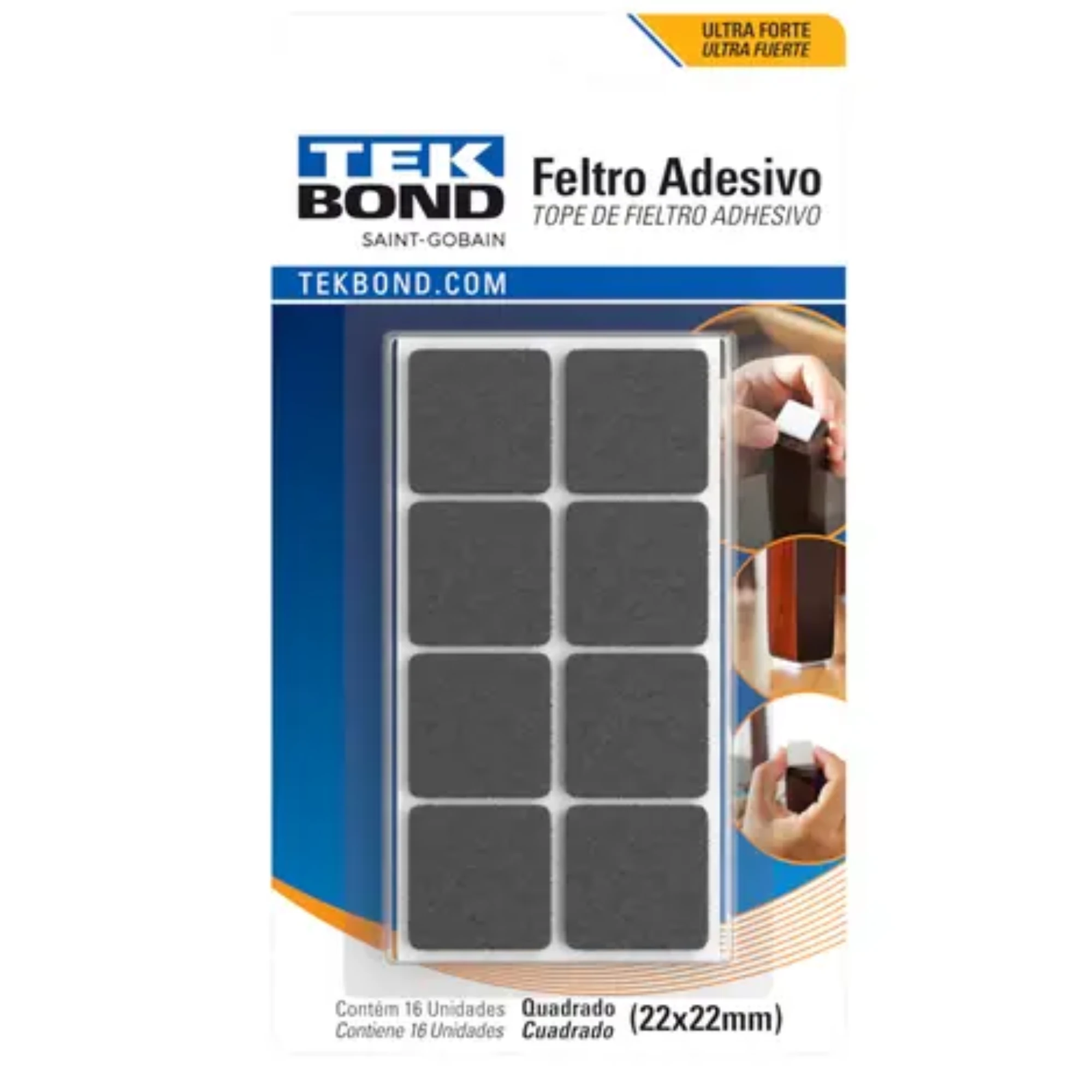 Castro Naves - PROTETOR FELTRO ADESIVO QUAD. 22MM PR C/16 - 106030 01