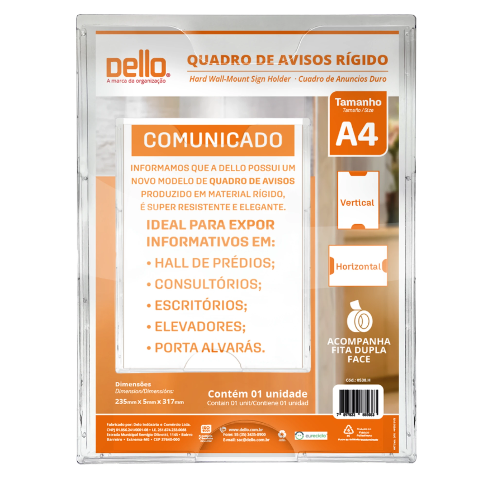 Castro Naves - QUADRO DE AVISO A4 MULTIUSO CRISTAL - 8969 01