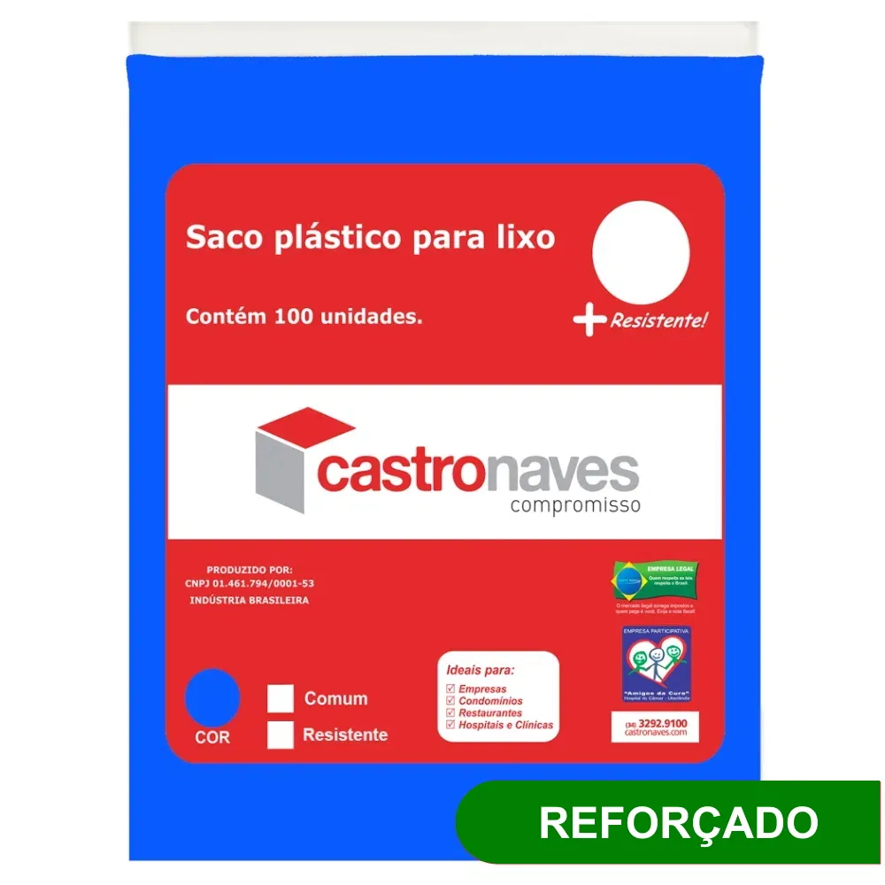 Castro Naves - SACO LIXO AZUL 200L REFORCADO PT/100 - 97659 01
