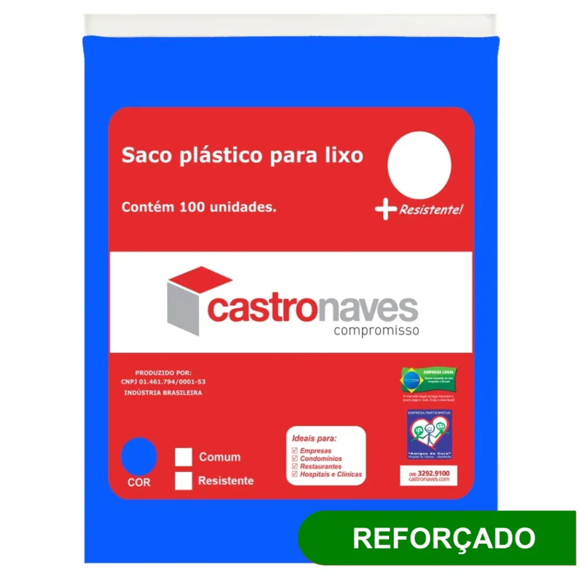 Castro Naves - SACO LIXO AZUL 200L REFORCADO S/ AROMA PT/100 - 10193 01