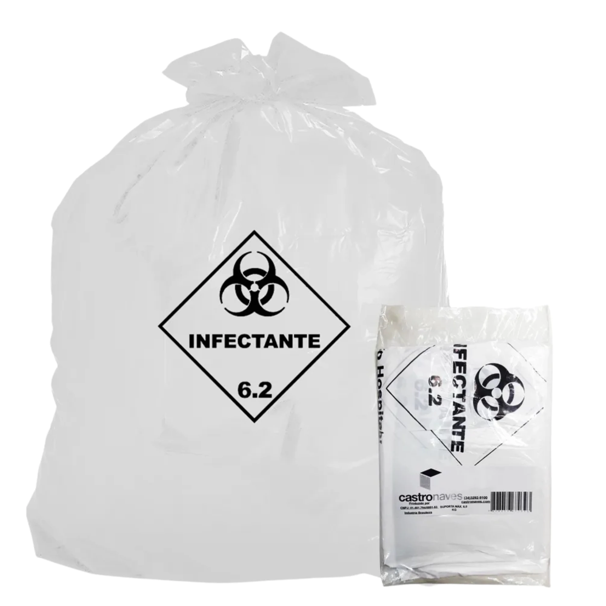 Castro Naves - SACO LIXO BRANCO 100L INFECTANTE COMUM PT/25 - 11401 01