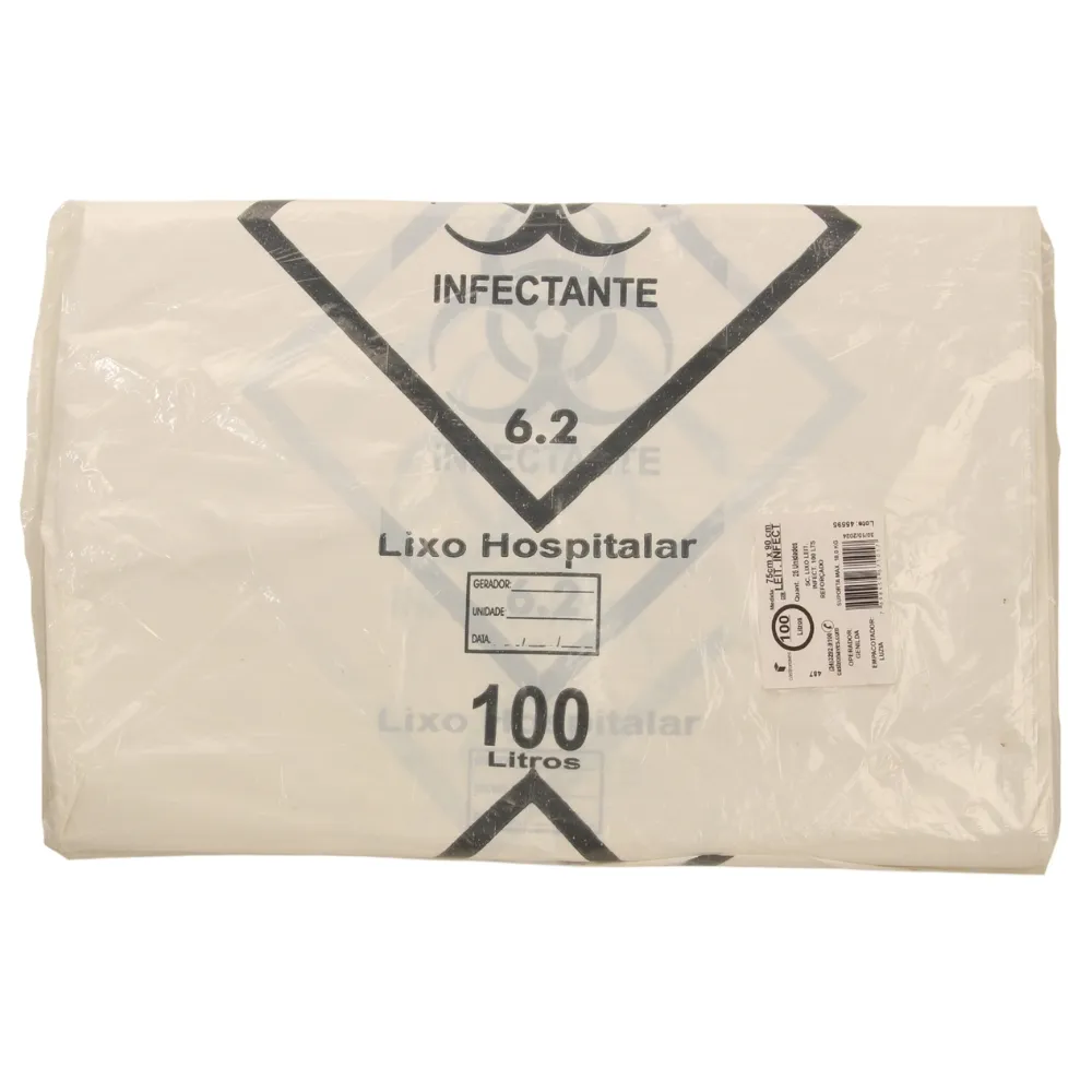 Castro Naves - SACO LIXO BRANCO 100L INFECTANTE REFOR. PT/25 - 11400 01