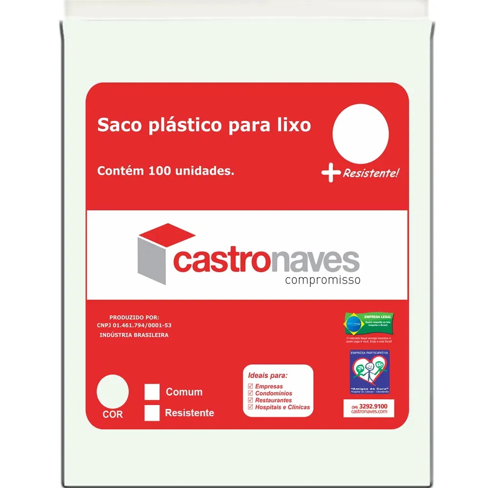 Castro Naves - SACO LIXO BRANCO 105L COMUM PT/100 - 15123 01