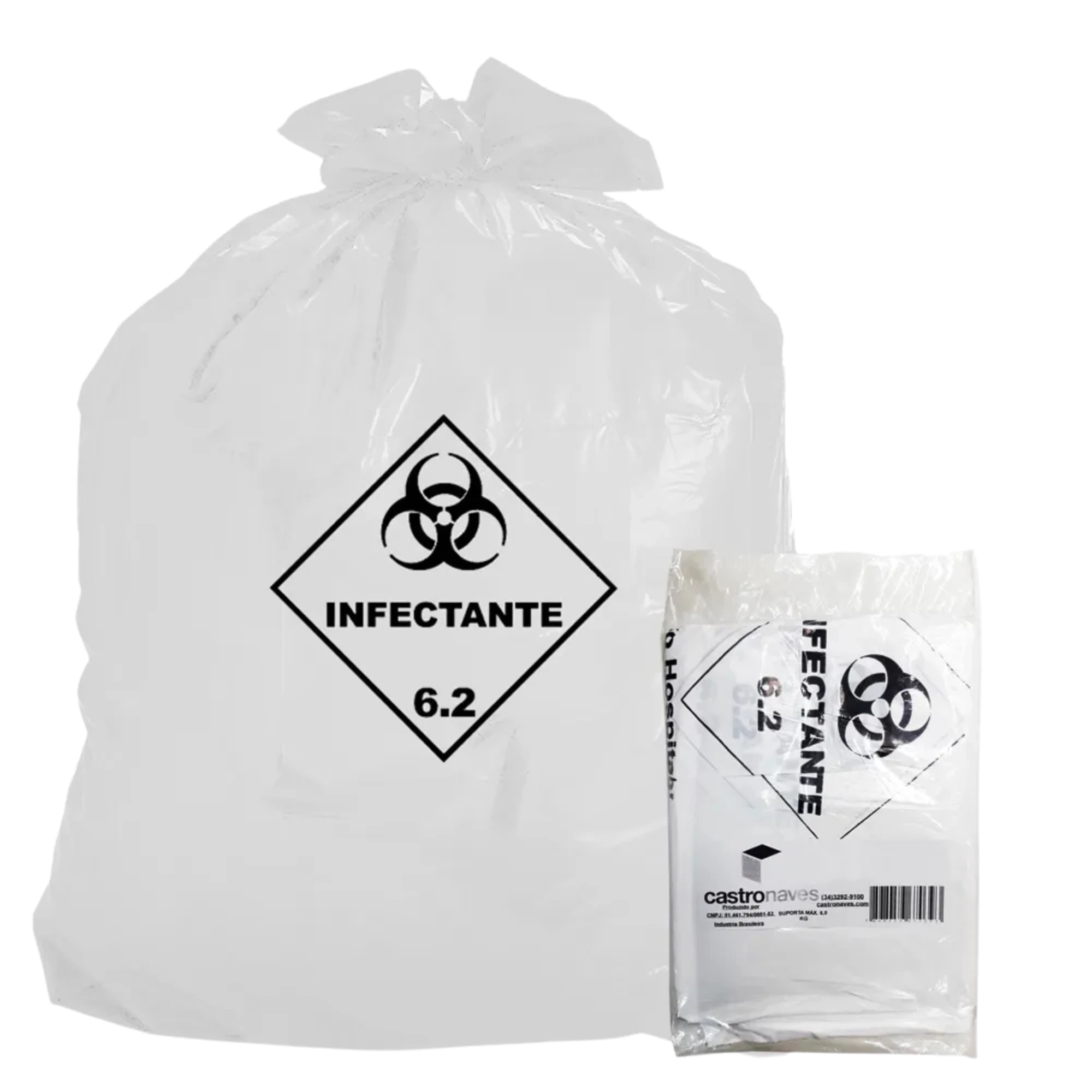 Castro Naves - SACO LIXO BRANCO 200L INFECTANTE REFOR. PT/10 - 11402 01