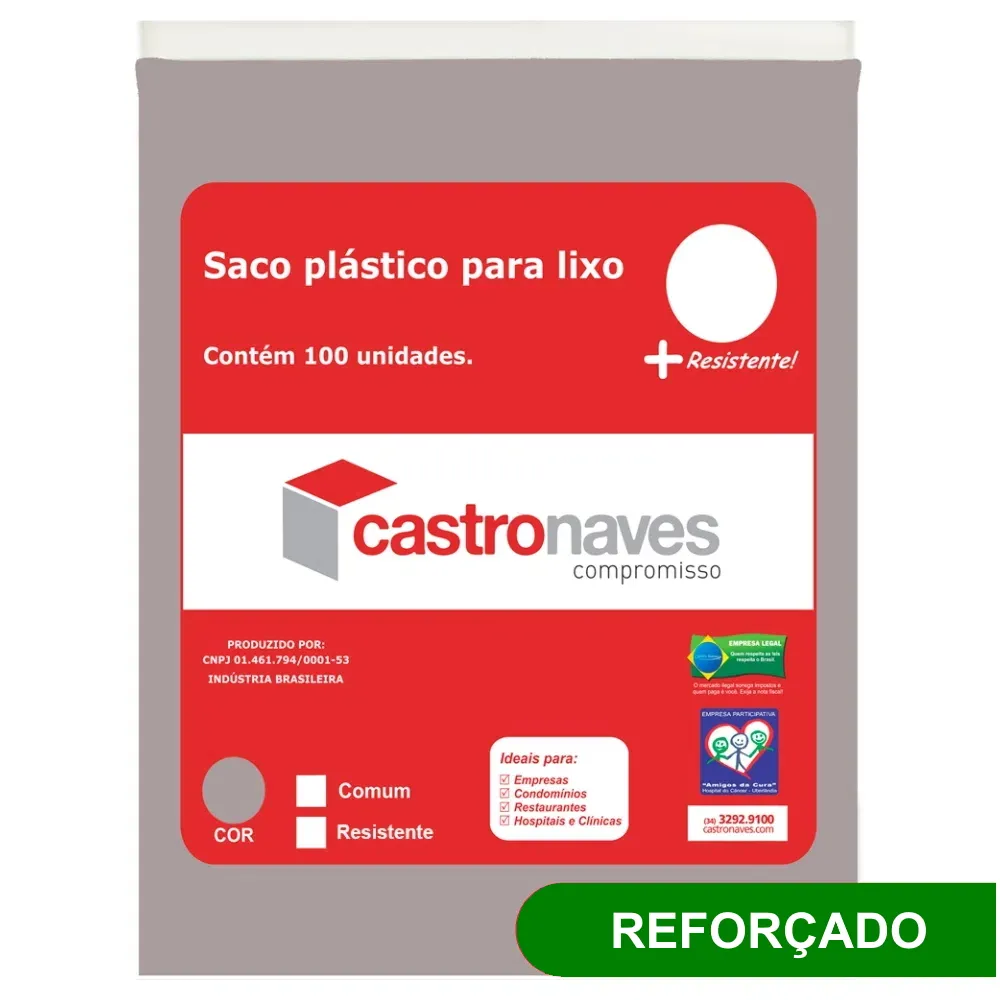 Castro Naves - SACO LIXO CINZA 200L REFORCADO PT/100 - 556 01