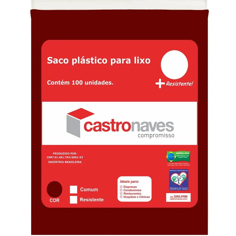 Castro Naves - SACO LIXO MARROM 200L REF. PT/100 S/ AROMA - 10188 01