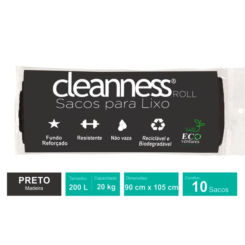 Castro Naves - SACO LIXO PRETO 200L ROLO BIO 90X105 PT/10 - 8669 01