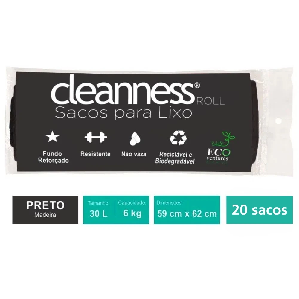 Castro Naves - SACO LIXO PRETO 30L ROLO BIO 59X62 PT/20 - 8666 01