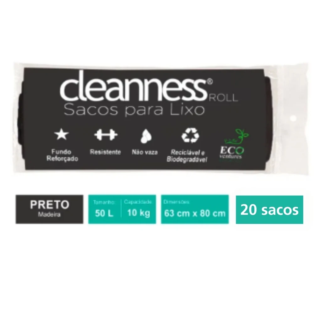 Castro Naves - SACO LIXO PRETO 50L ROLO BIO 63X80 PT/20 - 8667 01