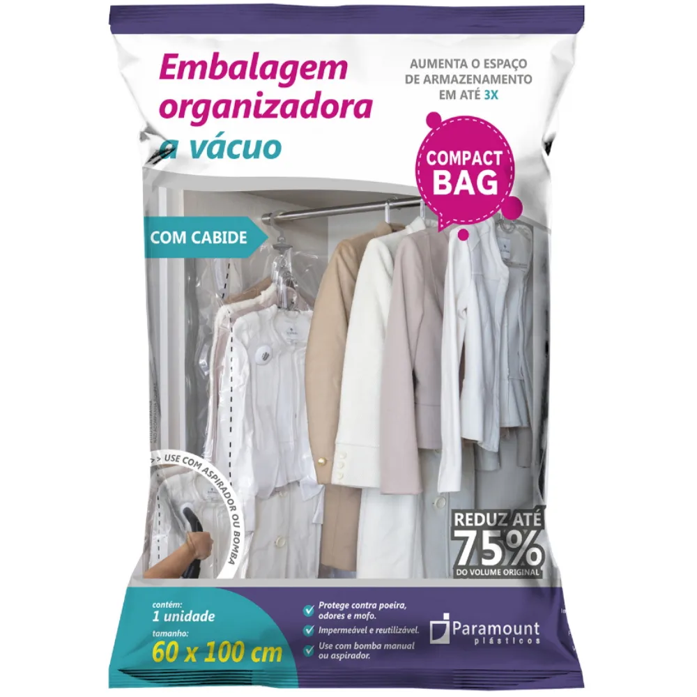 Castro Naves - SACO ORGANIZADOR A VACUO C/CABIDE 60x100cm - 105810 01