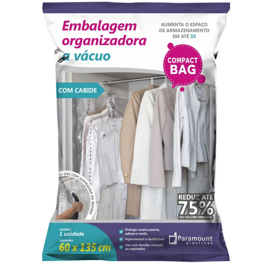 Castro Naves - SACO ORGANIZADOR A VACUO C/CABIDE 60x135cm - 105811 01