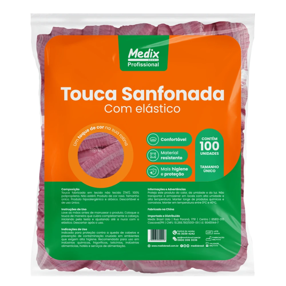 Castro Naves - TOUCA DESCARTAVEL TNT ROSA PCT/100 - 10231 01
